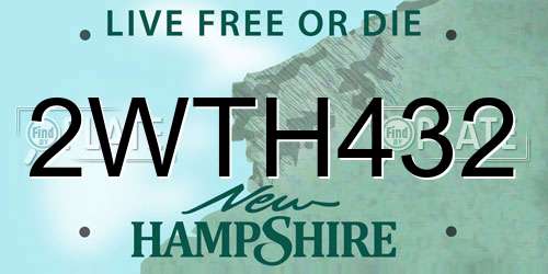 2WTH432 New Hampshire License Plate
