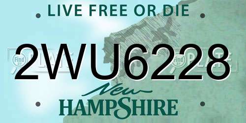 2WU6228 New Hampshire License Plate