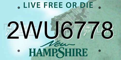 2WU6778 New Hampshire License Plate