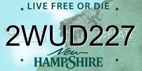 2WUD227 New Hampshire License Plate