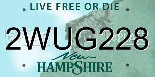 2WUG228 New Hampshire License Plate
