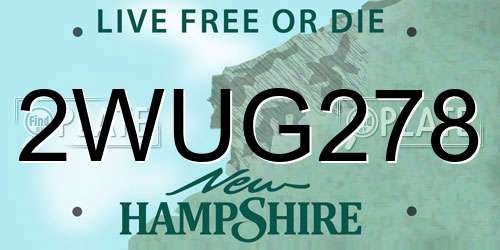 2WUG278 New Hampshire License Plate