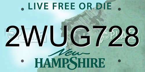 2WUG728 New Hampshire License Plate