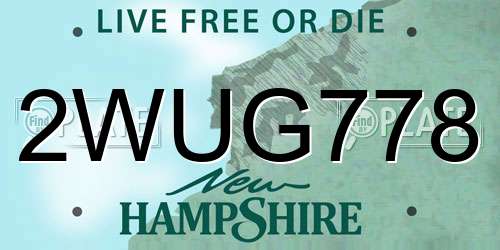 2WUG778 New Hampshire License Plate