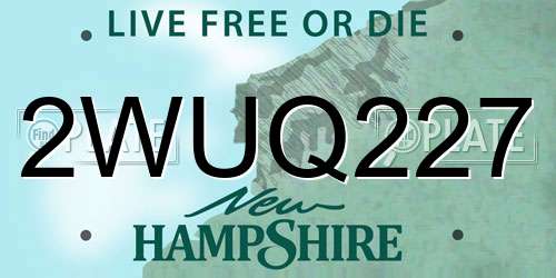 2WUQ227 New Hampshire License Plate