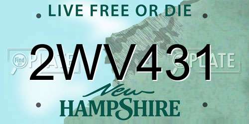 2WV431 New Hampshire License Plate