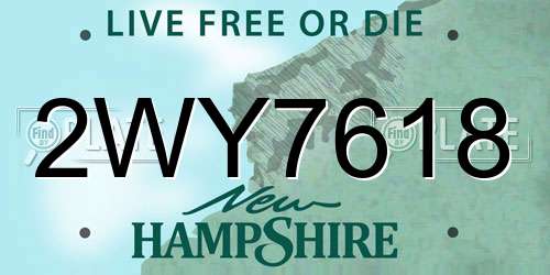 2WY7618 New Hampshire License Plate