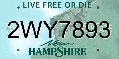 2WY7893 New Hampshire License Plate