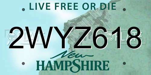 2WYZ618 New Hampshire License Plate