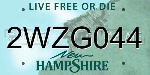 2WZG044 New Hampshire License Plate