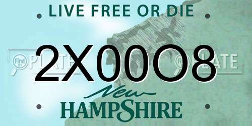 2X00O8 New Hampshire License Plate
