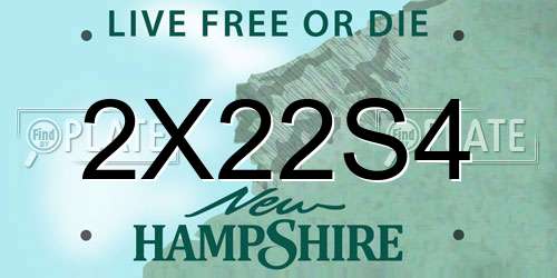 2X22S4 New Hampshire License Plate