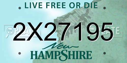 2X27195 New Hampshire License Plate