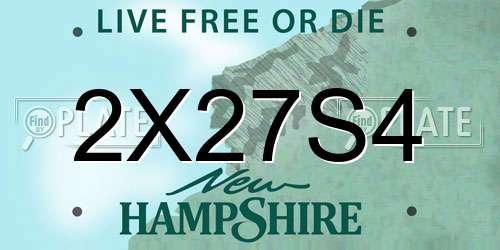 2X27S4 New Hampshire License Plate
