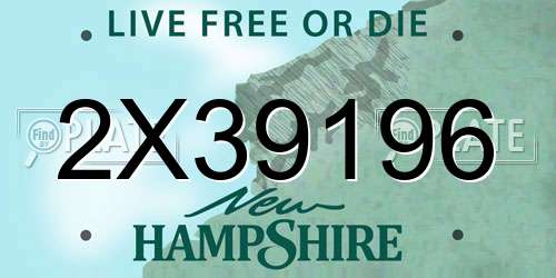 2X39196 New Hampshire License Plate