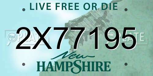 2X77195 New Hampshire License Plate