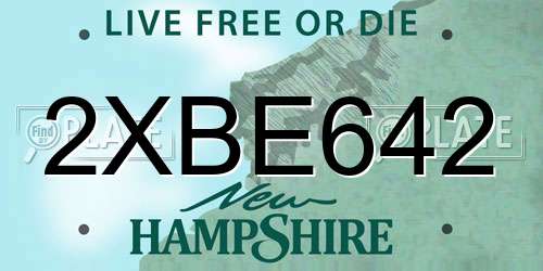 2XBE642 New Hampshire License Plate