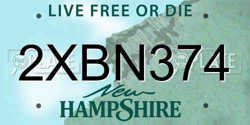 2XBN374 New Hampshire License Plate