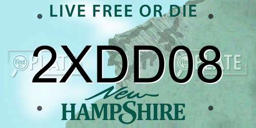 2XDD08 New Hampshire License Plate