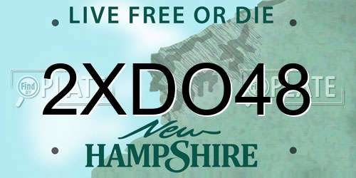 2XDO48 New Hampshire License Plate
