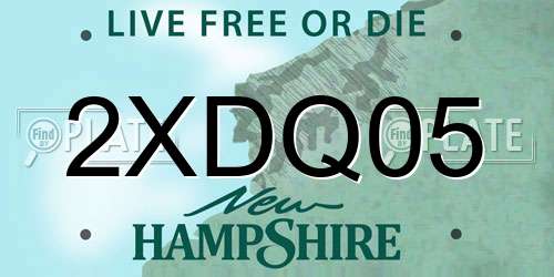 2XDQ05 New Hampshire License Plate
