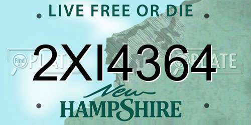 2XI4364 New Hampshire License Plate