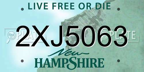 2XJ5063 New Hampshire License Plate