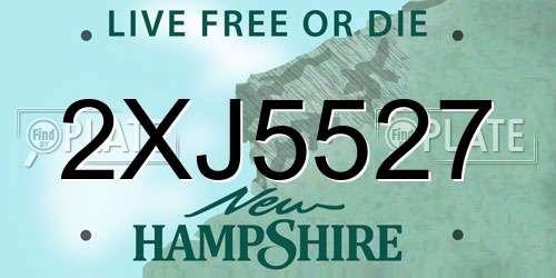 2XJ5527 New Hampshire License Plate
