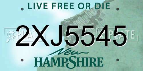 2XJ5545 New Hampshire License Plate