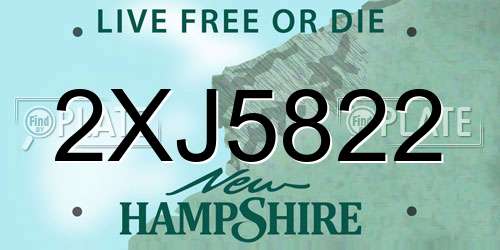 2XJ5822 New Hampshire License Plate