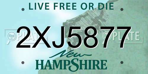 2XJ5877 New Hampshire License Plate