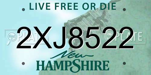 2XJ8522 New Hampshire License Plate