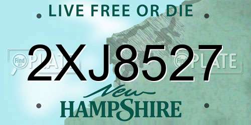 2XJ8527 New Hampshire License Plate