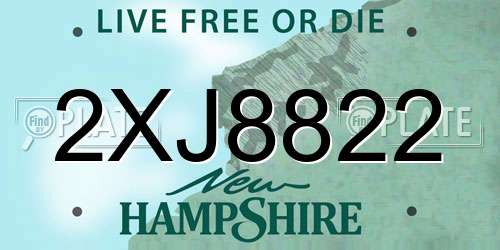 2XJ8822 New Hampshire License Plate