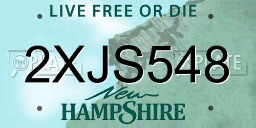 2XJS548 New Hampshire License Plate