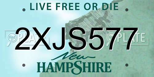 2XJS577 New Hampshire License Plate