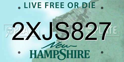 2XJS827 New Hampshire License Plate