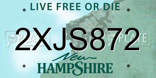 2XJS872 New Hampshire License Plate