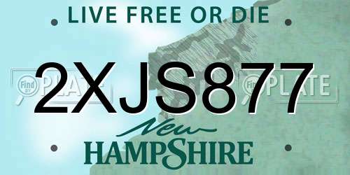 2XJS877 New Hampshire License Plate