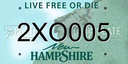 2XO005 New Hampshire License Plate