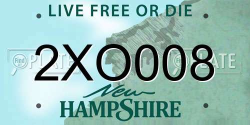 2XO008 New Hampshire License Plate