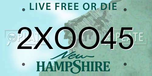 2XOO45 New Hampshire License Plate