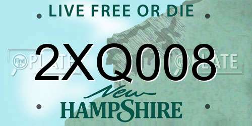 2XQ008 New Hampshire License Plate