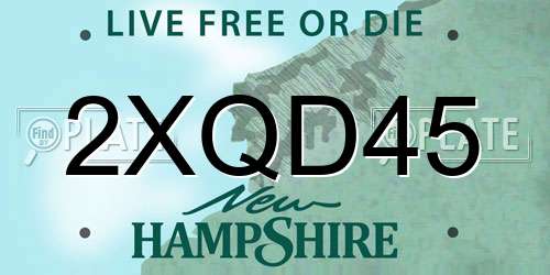 2XQD45 New Hampshire License Plate