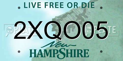 2XQO05 New Hampshire License Plate