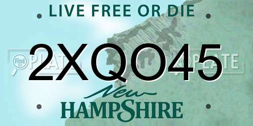 2XQO45 New Hampshire License Plate