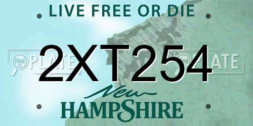 2XT254 New Hampshire License Plate