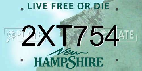 2XT754 New Hampshire License Plate