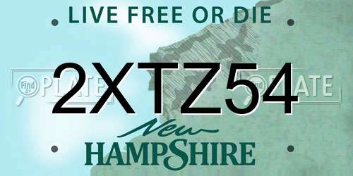 2XTZ54 New Hampshire License Plate