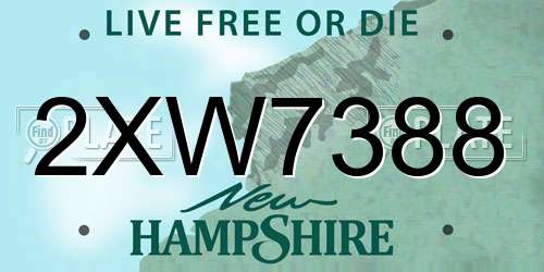 2XW7388 New Hampshire License Plate